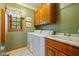 Laundry room with washer, dryer, cabinets, and a sink at 1079 Old Eagle Way, Greenwood, IN 46143
