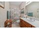 Full bathroom with shower/tub combo, vanity, and linen closet at 1079 Old Eagle Way, Greenwood, IN 46143