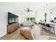 Open-concept living room showcasing a stylish sectional sofa and hardwood floors at 318 N Tacoma Ave, Indianapolis, IN 46201