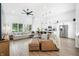 Open concept living room with modern furniture and hardwood floors at 318 N Tacoma Ave, Indianapolis, IN 46201