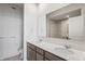 Bathroom with double vanity and walk in shower at 802 Weldon Way, Westfield, IN 46074