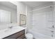 Clean bathroom with a bathtub, shower, and vanity at 802 Weldon Way, Westfield, IN 46074