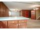 Kitchen view with island and access to living room at 216 E Elm St, Jamestown, IN 46147