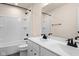 Bathroom with a bathtub, double vanity, and black accents at 16703 Ayshire Dr, Fishers, IN 46037