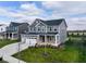 Two-story house with gray siding, stone accents and a two-car garage at 16703 Ayshire Dr, Fishers, IN 46037