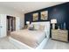 Spacious main bedroom with navy feature wall and en-suite bathroom at 18425 Depoe Ln, Westfield, IN 46074