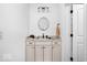 Small bathroom with granite countertop and built-in storage at 860 Chatham Hills Blvd, Westfield, IN 46074