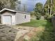 Backyard with detached garage and grassy area at 6150 Oak Ave, Indianapolis, IN 46219