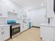 Modern kitchen with white shaker cabinets and teal appliances at 3752 Ruckle St, Indianapolis, IN 46205
