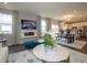 Open living room and kitchen with modern fireplace and large windows at 236 Sam Himsel Way, Danville, IN 46122