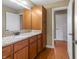 Bathroom with granite countertop and built in storage at 236 N Liberty Blvd, Mooresville, IN 46158