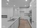 Modern kitchen with white cabinets, stainless steel appliances, and a large island at 10612 Maidenhair Dr, Indianapolis, IN 46239