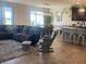 Modern kitchen boasts an island with seating and stainless steel appliances at 3503 W 100 N, Bargersville, IN 46106