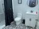 Stylish bathroom with black and white patterned floor at 3503 W 100 N, Bargersville, IN 46106