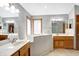 Bathroom with walk-in tub, double vanity, and separate shower at 6640 Greenridge Dr, Indianapolis, IN 46278