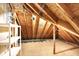 Unfinished attic space with wooden beams and shelving at 6640 Greenridge Dr, Indianapolis, IN 46278