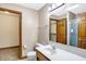 Clean bathroom featuring vanity, toilet, and shower at 6640 Greenridge Dr, Indianapolis, IN 46278