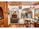 Kitchen with view into living room with fireplace at 6902 Creekridge Trl, Indianapolis, IN 46256