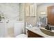 Bathroom with walk-in shower, vanity, and granite countertop at 3784 Mansfield Dr, Brownsburg, IN 46112
