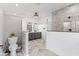 Modern bathroom with double vanity, separate toilet, and a large walk-in shower at 5911 N 400 W, Bargersville, IN 46106