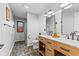 Modern bathroom with double vanity, marble countertops, and stylish fixtures at 5911 N 400 W, Bargersville, IN 46106