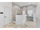 Spa-like bathroom with walk-in shower, herringbone tile floor, and a built-in bench at 5911 N 400 W, Bargersville, IN 46106
