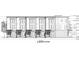 Building elevation plan showcasing a three-story townhome's exterior design at 2605 E New York St, Indianapolis, IN 46201