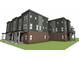 Three-story townhomes with brick and siding, featuring porches and multiple windows at 2605 E New York St, Indianapolis, IN 46201
