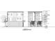 Detailed architectural drawing of a three-story townhome building elevation, showcasing materials and dimensions at 2607 E New York St, Indianapolis, IN 46201