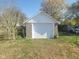 Detached single car garage with white door and block base at 325 E Church St, Paragon, IN 46166