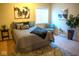 Serene bedroom with a gray comforter and elegant wall art at 7610 Monte Carlo Way, Indianapolis, IN 46278