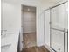 Bathroom with single vanity and walk-in shower at 5856 Fair Oak Cir, Brownsburg, IN 46112