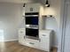 Modern kitchen boasts a double wall oven with white shaker cabinets at 2413 Griton Ct, Shelbyville, IN 46176