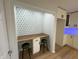 Charming kitchen nook with live-edge wood countertop and patterned tile backsplash at 2413 Griton Ct, Shelbyville, IN 46176