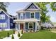 Beautiful blue two-story home with a well-manicured lawn at 408 W 11Th St, Anderson, IN 46016