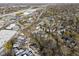 Aerial view showcasing home's location in a residential neighborhood near roadway at 1514 E 12Th St, Indianapolis, IN 46201
