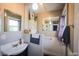 Clean bathroom with modern vanity and shower at 3136 E Edgewood Ave, Indianapolis, IN 46227