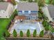 Aerial view showing home's backyard pool at 1285 Greenwood Station Blvd, Greenwood, IN 46143