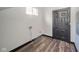 Convenient laundry room with washer/dryer hookups and wood-look floors at 425 Sanders St, Indianapolis, IN 46225