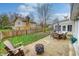 Spacious backyard with patio, fire pit and wooden chairs at 5909 Buttonwood Dr, Noblesville, IN 46062