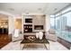 Modern living room with hardwood floors and city views at 429 N Pennsylvania N St # 804, Indianapolis, IN 46204