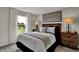 Cozy bedroom with a leather headboard and wood nightstands at 4544 Nokes Pl, Indianapolis, IN 46235