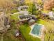 Aerial view of house with pool and fenced backyard at 680 Terrace Dr, Zionsville, IN 46077