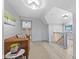 Spacious landing boasts a comfortable leather couch and calming decor at 1542 S Alabama St, Indianapolis, IN 46225