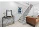 Modern staircase with metal railing leading to the upper level at 1542 S Alabama St, Indianapolis, IN 46225