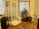 Clean bathroom with a walk-in shower and wood-look flooring at 3149 E 900 S, Flat Rock, IN 47234