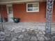 Brick patio with stone flooring and ornate metal posts at 705 Wilson St, Greenfield, IN 46140