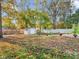 Landscaped backyard with shed and autumn leaves at 11411 Shady Hollow Ln, Indianapolis, IN 46229