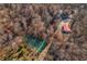 Aerial view showing house, barn, and pond at 6465 Mt Moriah Rd, Nineveh, IN 46164