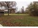 Large backyard with scattered leaves and a shed at 2355 W State Road 234, Fortville, IN 46040